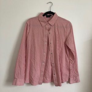 Red and white stripped button up long sleeve